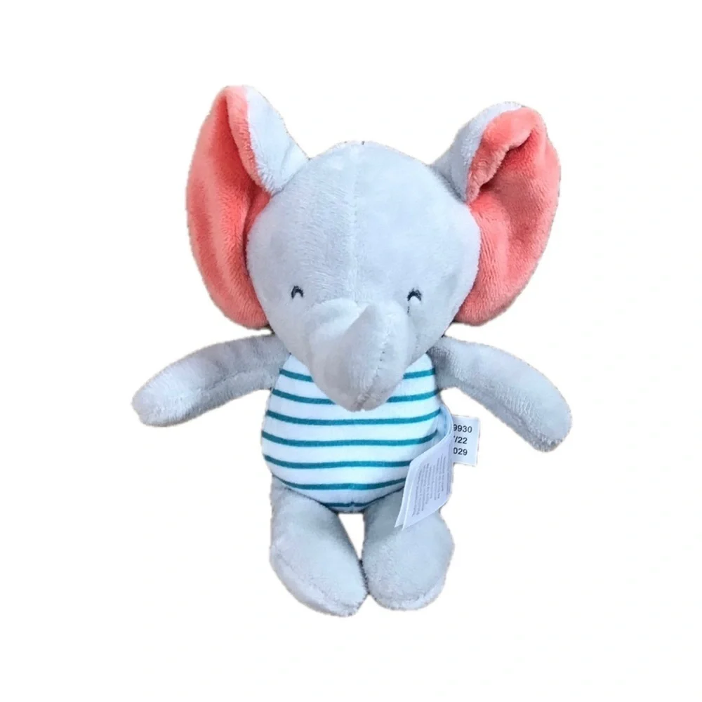 Carters Striped Elephant Plush Small Lovey Rattle Stuffed Animal Baby Toy Cute